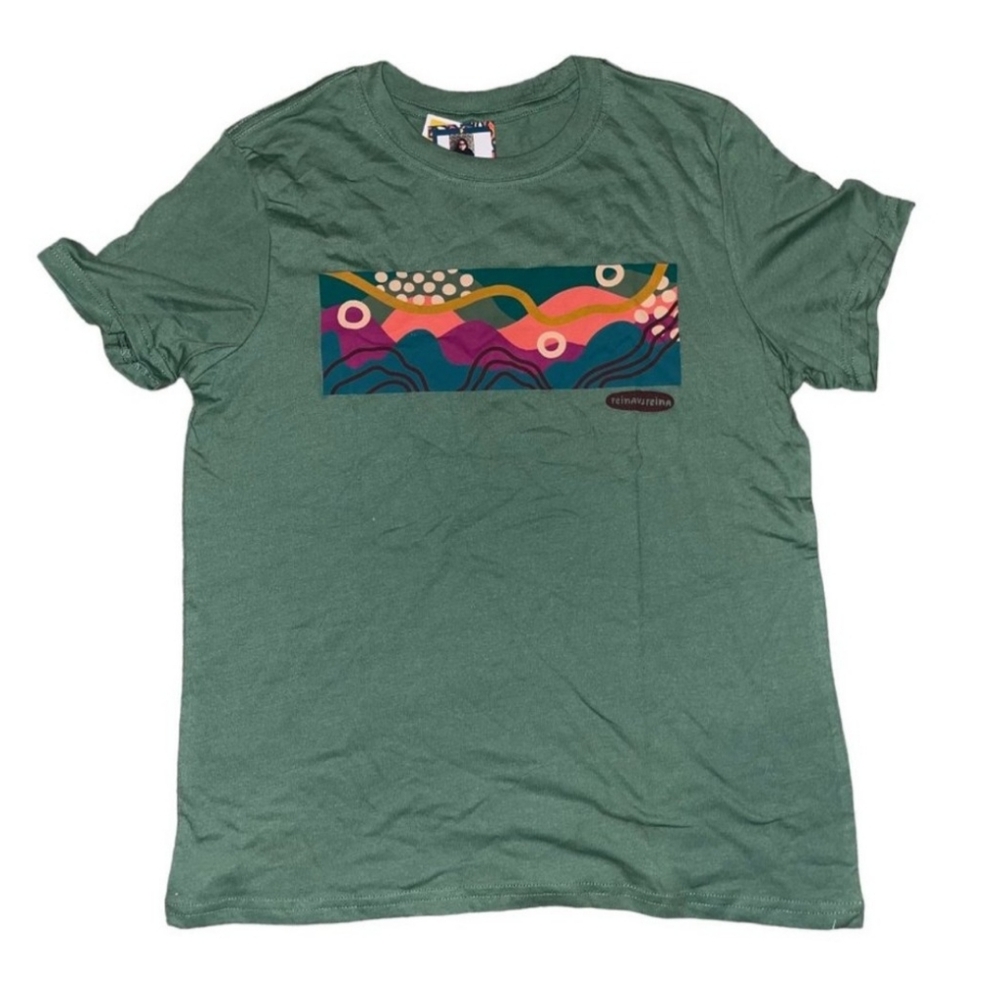REINAVSREINA Green Crew Neck Graphic Print Short Sleeve Tee Size XS
